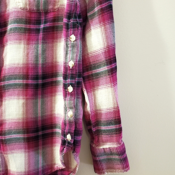 Lucky Brand - Side Button Plaid Shirt - Size XS - Picture 5 of 8